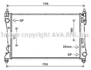 Радиатор охлождения FIAT DOBLO (152, 263) (09-) 1.3 MJTD (пр-во AVA) AVA COOLING FTA2449