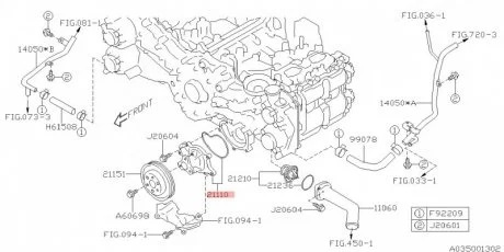 Насос системи охолодження SUBARU 21110AA690