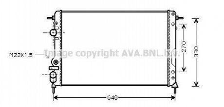 Радіатор охолодження двигуна RENAULT MEGANE (1996) 1.9 (Ava) AVA COOLING RTA2266