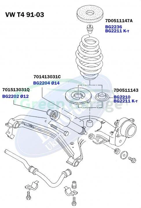 Проставка пружины (задней) VW Т4 91-03 (нижняя) BELGUM PARTS BG2210 (фото 1)