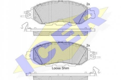 Комплект гальмівних колодок (дискових) ICER 182234