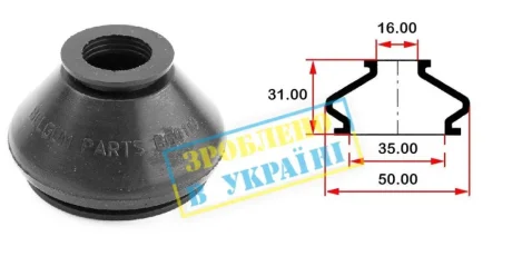 Пильовик (O D35хd16хH31) універсальний для кульової опори, рульового наконечника BELGUM PARTS BG0110