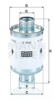 Масляний фільтр (фільтр, що вгвинчується) DEUTZ FAHR 60 AF, 60 F, 60 V, 60 A, 67, 70 A, 77, 80 A, 87, 195, 200 MK2, 200 MK3 HUERLI 6190 MASTER, 66 TRADITION, 76 TRADITION LAMBORGHINI 660S MANN W8032
