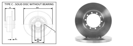 Диск гальмiвний, лiв/прав, задн APlus 61489AP