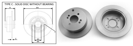 Диск гальмiвний, лiв/прав, задн APlus 61336AP