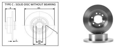 Диск гальмiвний, лiв/прав, задн APlus 61320AP