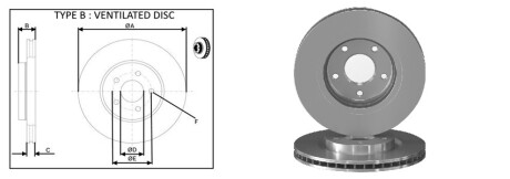 Диск гальмiвний, лiв/прав, пер APlus 61464AP