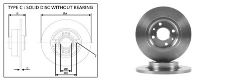 Диск гальмiвний, лiв/прав, пер APlus 61308AP