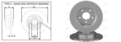 Диск гальмiвний, лiв/прав, зад APlus 61861AP