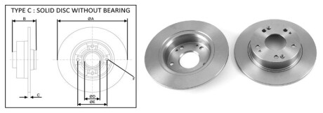 Диск гальмiвний, лiв/прав, зад APlus 61579AP