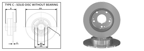 Диск гальмiвний, лiв/прав, зад APlus 61688AP