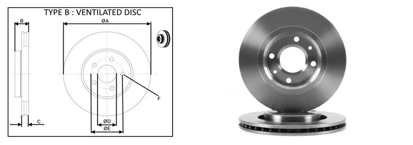 Диск гальмiвний, лiв/прав, пер APlus 61262AP (фото 1)