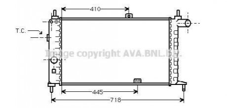 Радіатор, охолодження двигуна AVA COOLING OL2066
