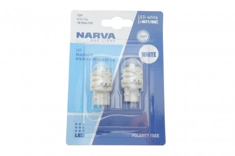 Лампа світлодіодна W21/5W white LED Range Performance 2.4/0.48W W3x16q (блістер 2шт) (вир-во Narva) NARVA 181694100