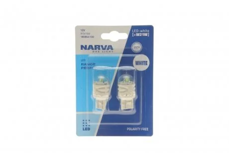 Лампа світлодіодна W21W white LED Range Performance 2,2W W3x16d (блістер 2шт) (вир-во Narva) NARVA 180844100