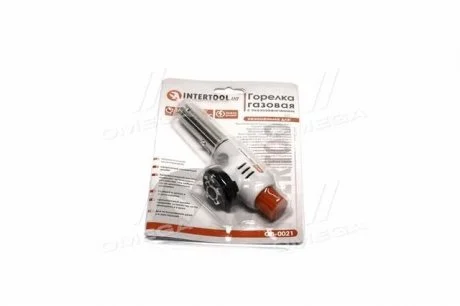 Горелка газовая, пьезозажигание на регуляторе. INTERTOOL GB0021