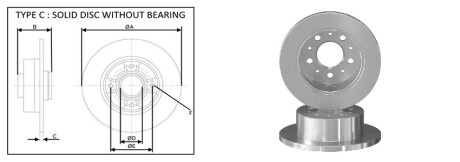 Диск гальмiвний, лiв/прав, зад APlus 61387AP