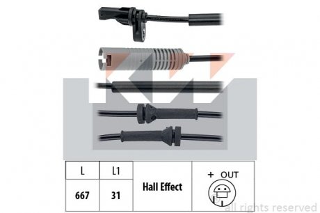 Датчик, кількість обертів колеса KW 460076