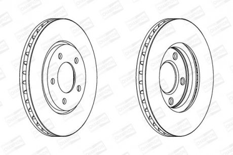 CHRYSLER диск гальмівний передн.&quot;15&quot; 281*28 Voyager IV,Dodge Caravan 00- CHAMPION 563030CH