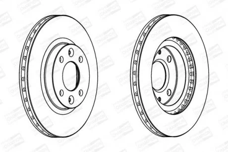 КОМПЛ.2 ШТ/ Гальмівний диск пер. Renault Kangoo 08-, Dokker, Lodgy 12-, Logan, Clio 13-, Zoe 19- (25 CHAMPION 562960CH