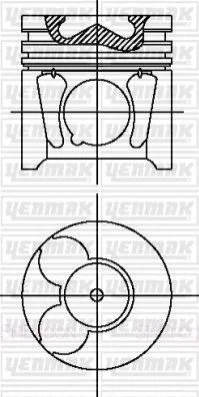 Поршень с кольцами і пальцем (размер отв. 85.00/STD) CITROEN Jumper/Berlingo 2.0HDI 99- (RHR (DW10BTED4) FORD Kuga/Focus/C-Max 2.0TDCi 03- (G6DA/G6DB/G6DD) YENMAK 3104497000 (фото 1)