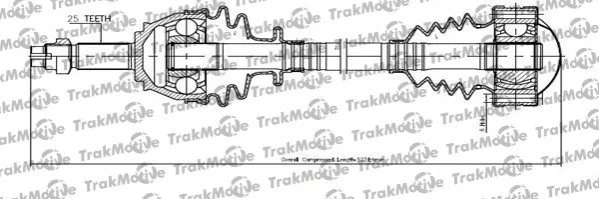 LANCIA піввісь права L=523mm 25 зуб. MUSA 1.3 D Multijet 04-12 TRAKMOTIVE 301132 (фото 1)