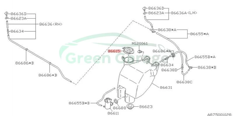 Крышка бачка омывателя SUBARU 86615AA060 (фото 1)