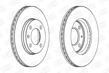 VW диск гальмівний вентильований передній Audi 80,Golf II,III,Passat,Polo CHAMPION 561178CH