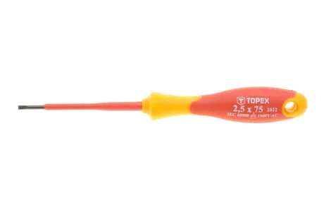Викрутка шліцева 1000В, 2.5 x 75 мм,, CrMo TOPEX 39D470