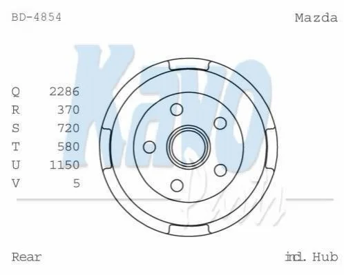 PARTS MAZDA Гальмівний барабан 626 III Hatchback (GD) 2.0 D 87-91 KAVO BD4854 (фото 1)