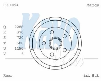 PARTS MAZDA Гальмівний барабан 626 III Hatchback (GD) 2.0 D 87-91 KAVO BD4854