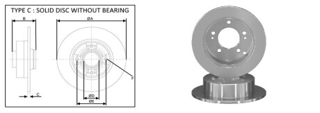 Диск гальмiвний, лiв/прав, задн APlus 61770AP
