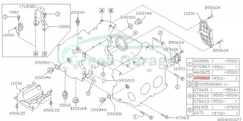 Болт блока циліндрів SUBARU 800708620 (фото 1)