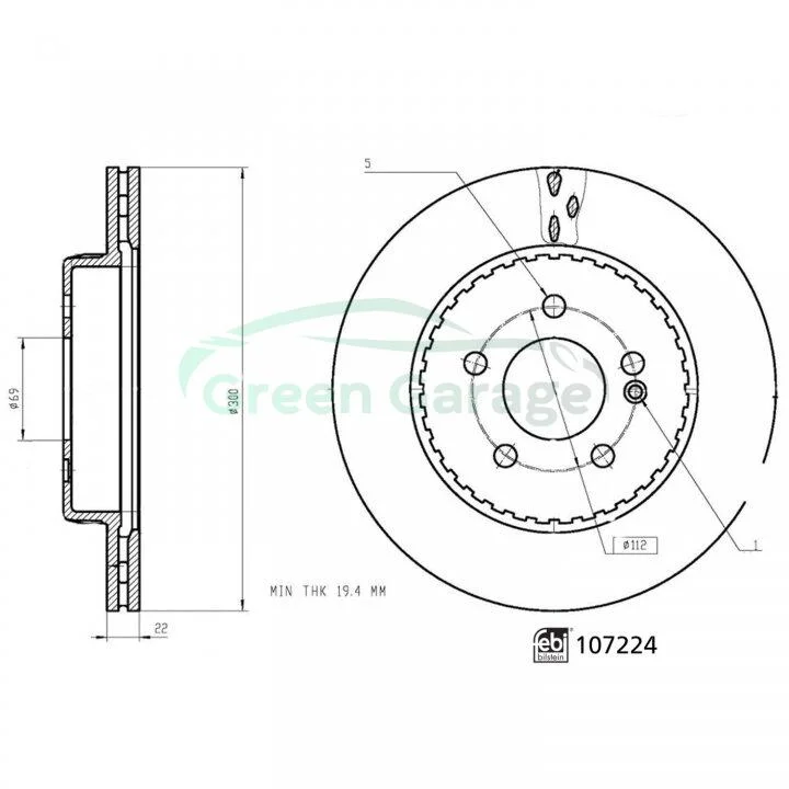 FEBI DB диск гальмівний задній W205/W213 FEBI BILSTEIN 107224 (фото 1)