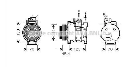 Компресор кондиціонера AUDI A4 B6 (2001) A4 2.5 TDI (вир-во AVA) AVA COOLING AIAK227 (фото 1)