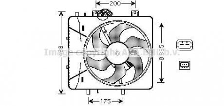 AVA CITROEN Вентилятор радіатора C2/3, Peugeot 1007/207 1.1/1.6 03- AVA COOLING CN7527