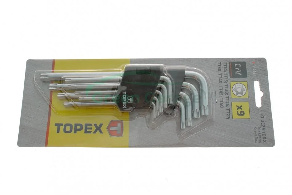 Ключі шестигранні Torx T10-T50, набір 9 шт.*1 уп. TOPEX 35D961 (фото 1)