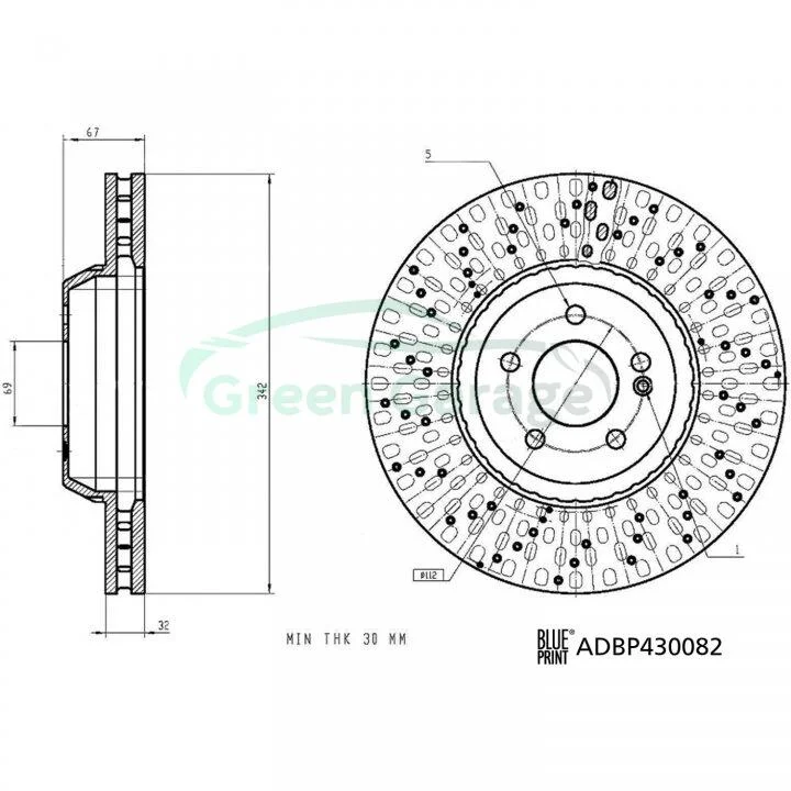 Иск гальм передн. DB S222 17- BLUE PRINT ADBP430082 (фото 1)