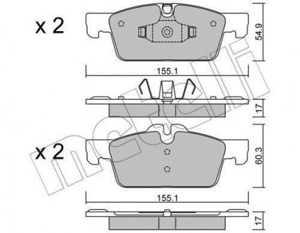 Комплект гальмівних колодок (дискових) METELLI 22-0916-0