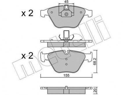 Комплект гальмівних колодок (дискових) METELLI 22-0558-8