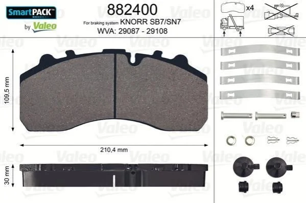 Гальмівні колодки до дисків VALEO 882400 (фото 1)