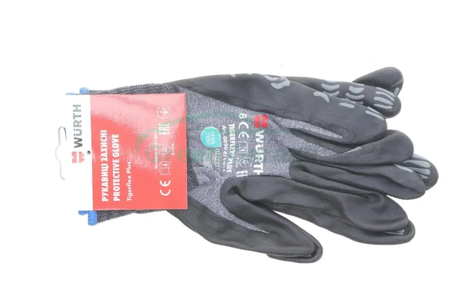 Рукавиці захисні TIGERFLEX PLUS, нейлон, покриття нітрил, пара, р.8 WURTH 0899411018 (фото 1)