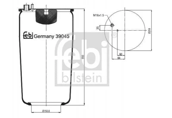 Балон пневматичної ресори, пневматична підвіска FEBI BILSTEIN 39045 (фото 1)