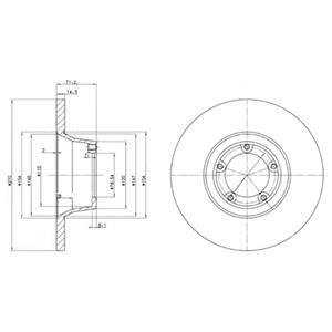 FORD Гальмівний диск передн. TRANSIT 1.6, 2.0 85- DELPHI BG2157