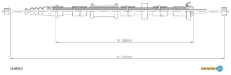FIAT трос ручного гальма задн. лів. 500 07- ADRIAUTO 11.0233.2