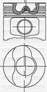 Поршень с кольцами і пальцем (размер отв. 82 / STD) Opel VECTRA C 1.9CDTi (4цл.) (AR 37101, 939 A1.000, M 724 MT 19.Z, M 724 RT 19 /…) YENMAK 3104281000 (фото 1)