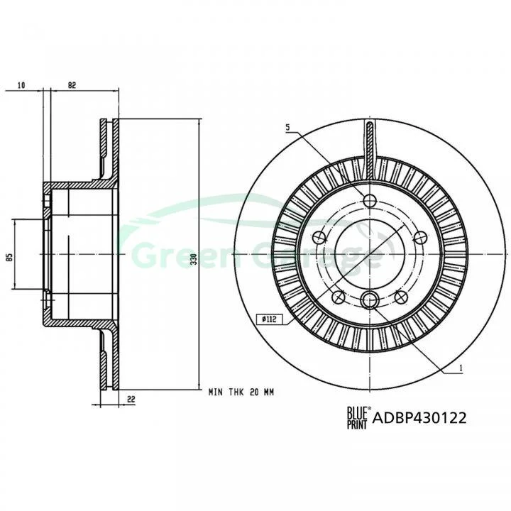 DB Гальмівний диск задній G-CLASS (W463) AMG G 63 (463.272) 15-18 BLUE PRINT ADBP430122 (фото 1)
