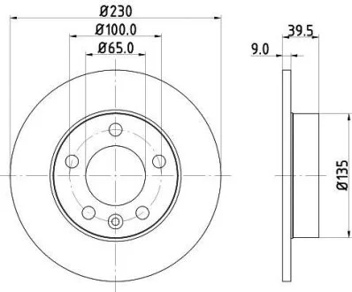 Гальмівний диск зад. Audi A3/Octavia/Bora/Golf IV 96- (232x9) HELLA PAGID 8DD 355 105411