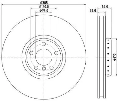 HELLA PRO HIGH CARBON BMW гальмівний диск передн. лівий X5 (E70), X5 (F15, F85), X6 (E71, E72) HELLA PAGID 8DD 355 120721