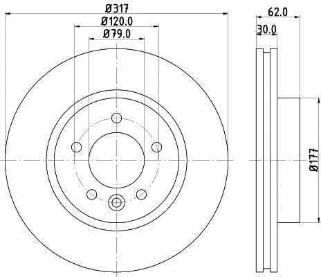 HELLA PRO LAND ROVER гальмівний диск передн. DISCOVERY III, DISCOVERY IV, RANGE ROVER SPORT I HELLA PAGID 8DD 355 118641 (фото 1)